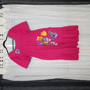 2/$25 Vintage Pink Cotton Muumuu House Dress Shift Dress W/ Floral Applique SzL